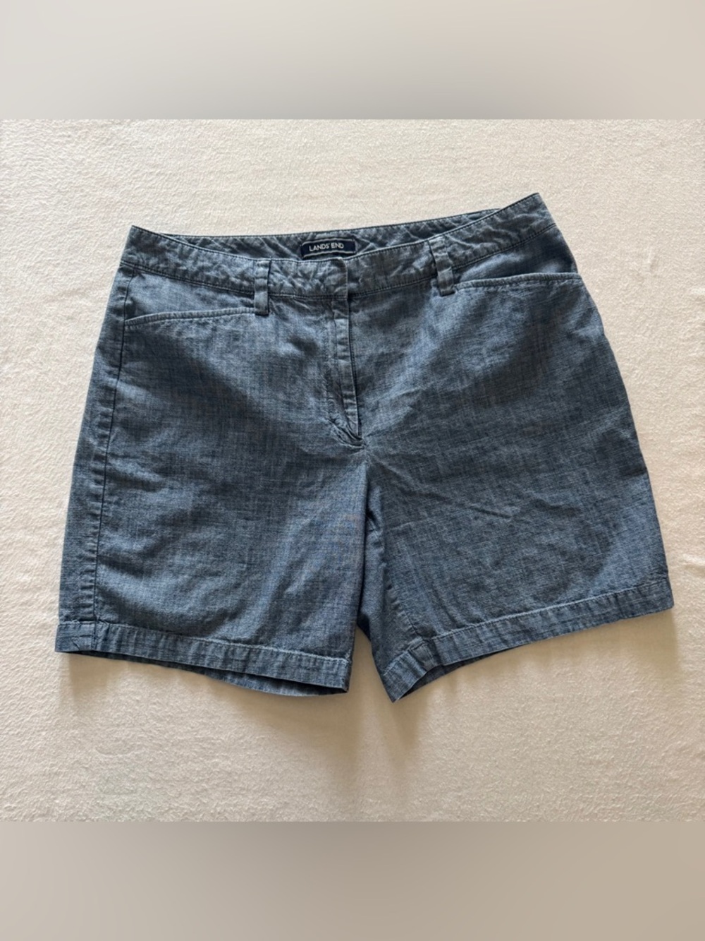Lands’ End Chambray Shorts Summer Staple Size 10